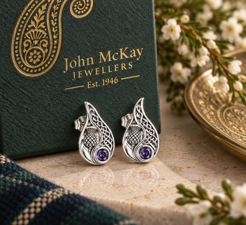 Limited-edition Heritage Collection Sterling Silver & Amethyst Thistle Paisley Earrings