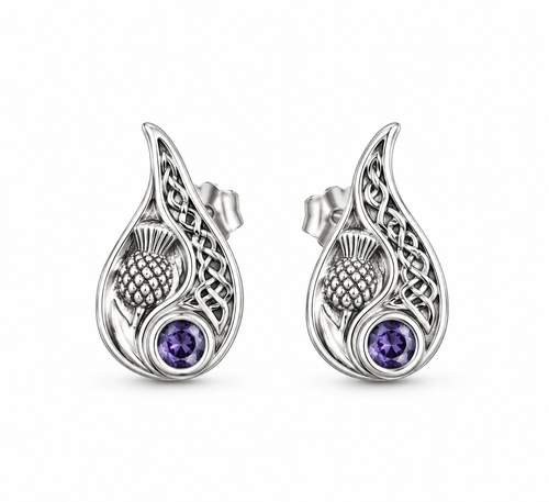 Limited-edition Heritage Collection Sterling Silver & Amethyst Thistle Paisley Earrings
