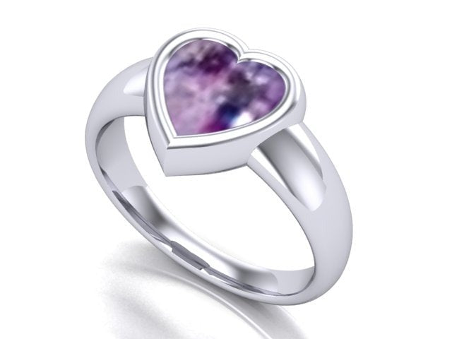 Sterling Silver Ashes Heart Memorial Ring