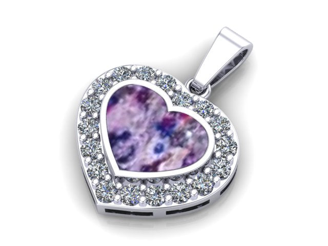Sterling Silver Ashes Heart CZ Memorial Pendant