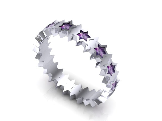 9ct White Gold Ashes Star Memorial Ring