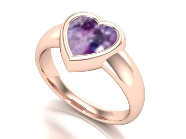 9ct Rose Gold Ashes  Heart Memorial Ring