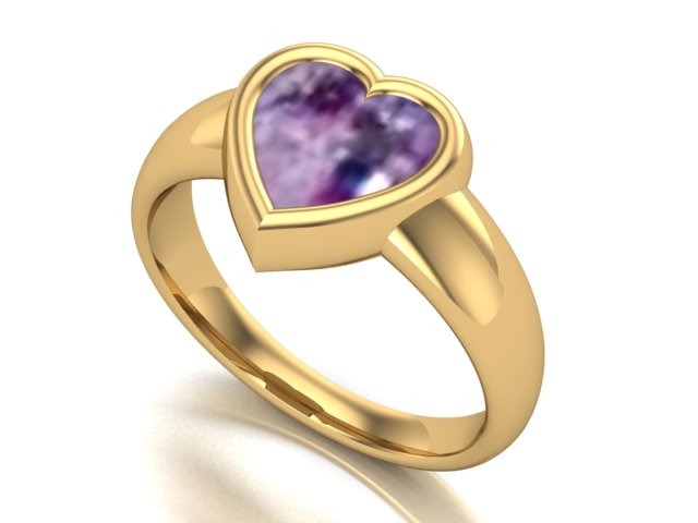 9ct Yellow Gold Ashes Heart Memorial Ring