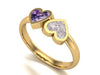 9ct Yellow Gold Ashes Dual Heart Memorial Ring