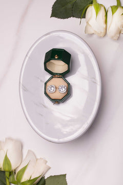 Ophelia Square Halo Crystal Earrings and Necklace Set