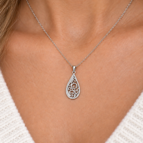 Limited-edition Heritage Collection Sterling Silver Paisley Filigree Pendant