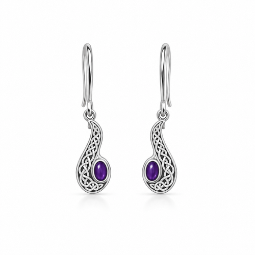 Limited-edition Heritage Collection Amethyst Celtic Drop Earrings