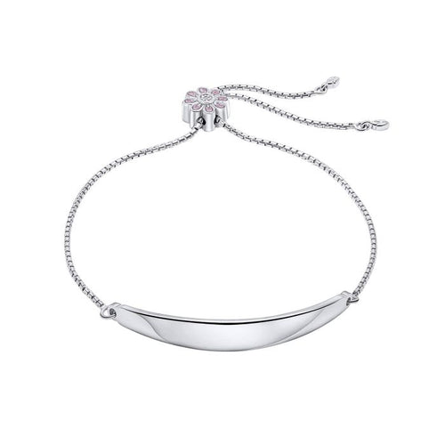 D For Diamond Pink Flower Toggle Bracelet with Diamond