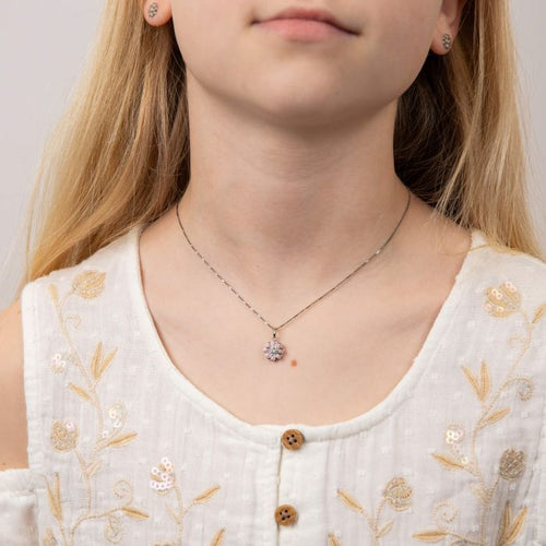 D for Diamond Pink Spinning Flower Necklace