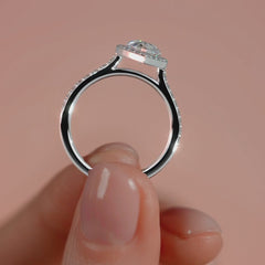 9ct White Gold 1.50ct Pear Cut Halo Cluster Laboratory Grown Diamond Engagement Ring