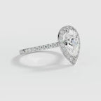 9ct White Gold 1.50ct Pear Cut Halo Cluster Laboratory Grown Diamond Engagement Ring