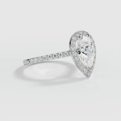 9ct White Gold 1.50ct Pear Cut Halo Cluster Laboratory Grown Diamond Engagement Ring