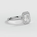 9ct White Gold 1.50ct Emerald Cut Halo Cluster Laboratory Grown Diamond Engagement Ring (Copy)