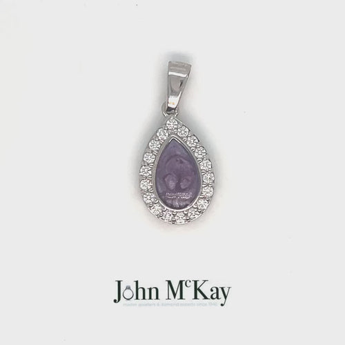 Sterling Silver Ashes Pear CZ Memorial Pendant