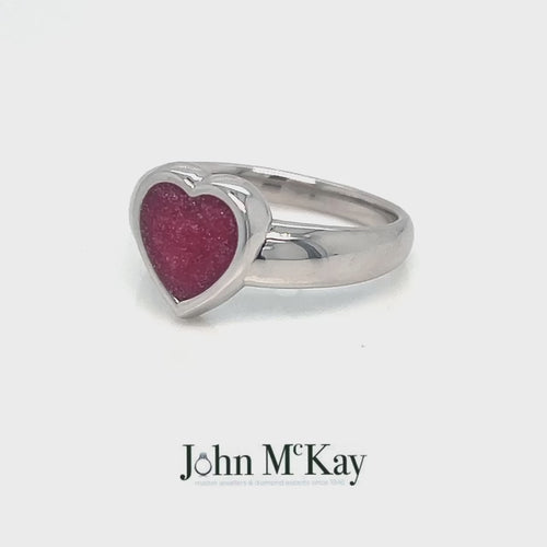 Sterling Silver Ashes Heart Memorial Ring