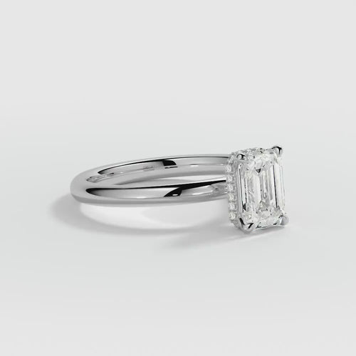 Platinum 1.50ct Emerald Cut Halo Cluster Laboratory Grown Diamond ring