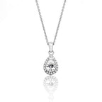 Silver & Co London Sterling Silver Claw Set Halo Style Pear Cubic Zirconium Pendant & Chain