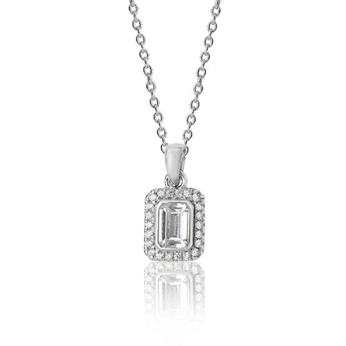 Silver & Co London Heart Cluster Cubic Zirconium Necklace