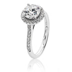 Silver & Co London Sterling Silver Claw Set Halo Style Round Cubic Zirconium Ring