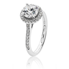Silver & Co London Sterling Silver Claw Set Halo Style Round Cubic Zirconium Ring