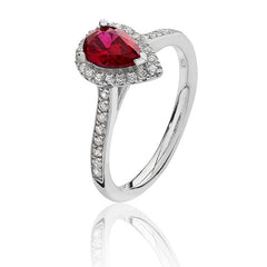 Silver & Co London Sterling Silver, Cubic Zirconium and Simulated Pear Cut Halo Cluster Ring