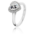 Silver & Co London Sterling Silver Heart Shaped Cubic Zirconium Cluster Ring