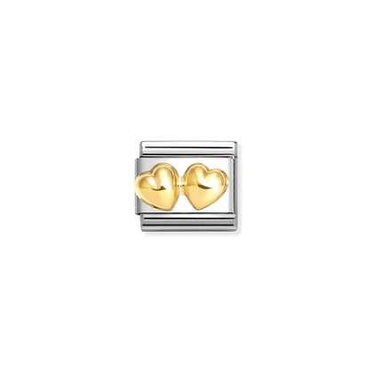 Nomination Gold Raised Double Heart Charm