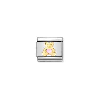 Nomination Composable Link Pink Bear in gold charm