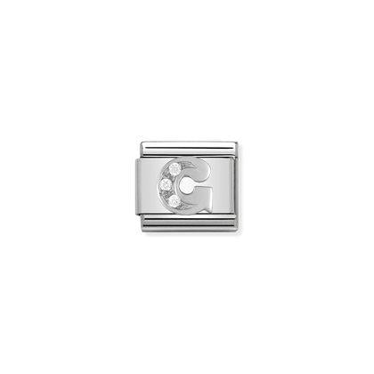 Nomination Letter Charms in Stainless Steel And Cubic Zirconium