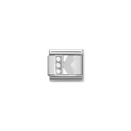 Nomination Letter Charms in Stainless Steel And Cubic Zirconium