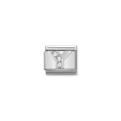 Nomination Letter Charms in Stainless Steel And Cubic Zirconium