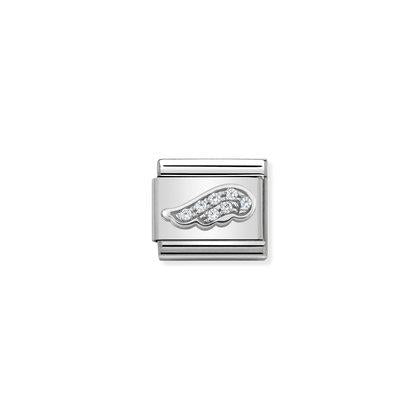 Nomination Composable Link white Wing in Silver and Stones Charm