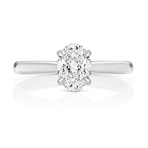 Platinum 1.00ct Certified Oval Cut Lab Grown Diamond Engagement Ring