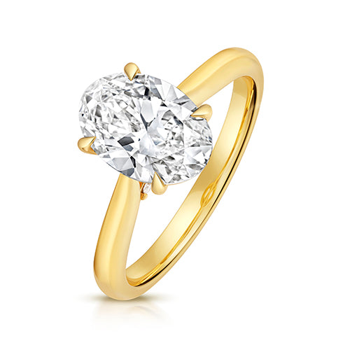 9ct Yellow Gold 2.50ct Certified Oval-Cut Lab-Grown Diamond Ring