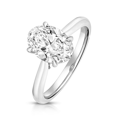9ct White Gold 2.50ct Certified Oval-Cut Lab-Grown Diamond Ring