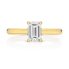 9ct Yellow Gold 1.00ct Certified Emerald-Cut Lab-Grown Diamond Ring