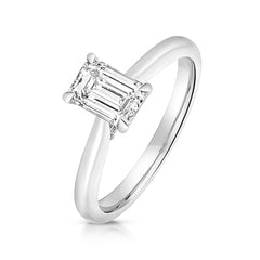 9ct White Gold 1.00ct Certified Emerald-Cut Lab-Grown Diamond Ring