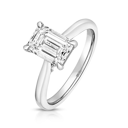 9ct White Gold 2.00ct Certified Emerald-Cut Lab-Grown Diamond Ring