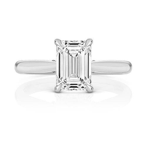 9ct White Gold 2.00ct Certified Emerald-Cut Lab-Grown Diamond Ring