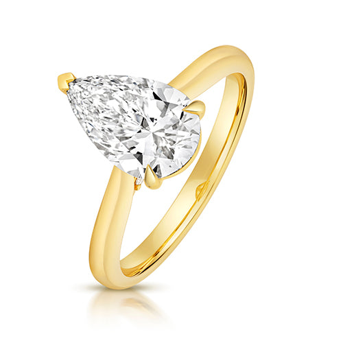 9ct Yellow Gold 2.00ct Certified Pear-Cut Lab-Grown Diamond Ring