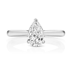 9ct White Gold 1.00ct Certified Pear-Cut Lab-Grown Diamond Ring