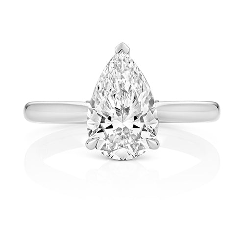 9ct White Gold 2.00ct Certified Pear-Cut Lab-Grown Diamond Ring