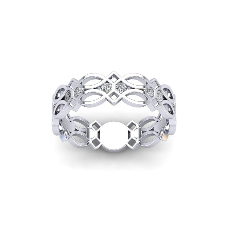 Ladies 18ct White Gold And Diamond Designer Wedding Ring