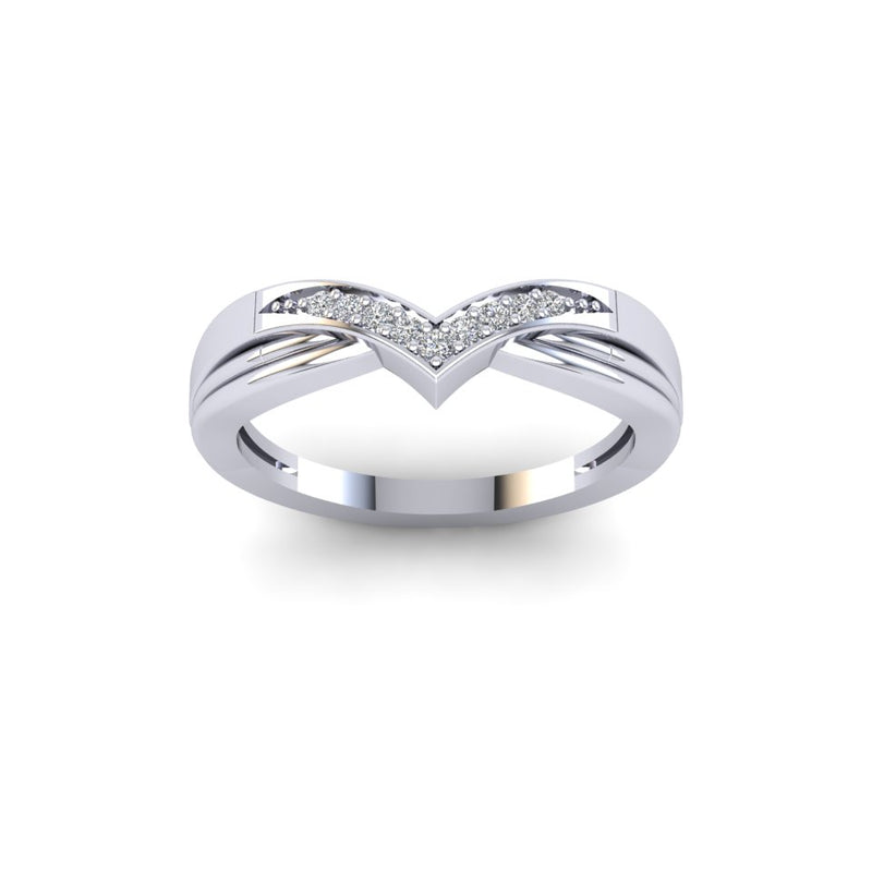 9ct White Gold Bespoke Shaped To Fit Ladies Diamond Wedding Ring