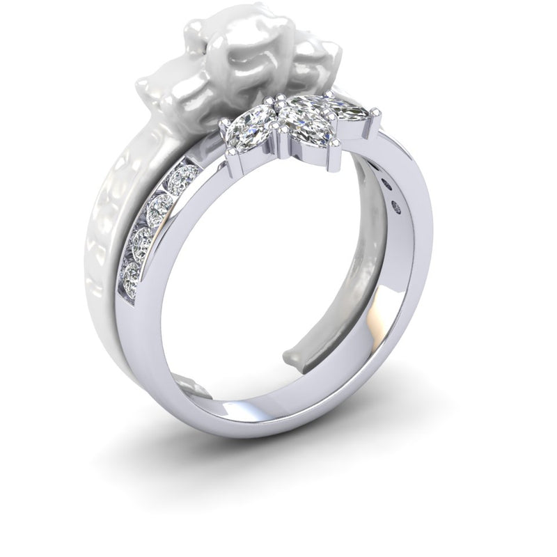 Ladies 18ct White Gold Marquise Cut Designer Diamond Wedding Ring