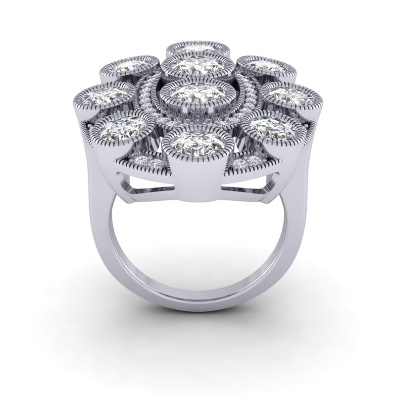 Platinum 4.99ct Bespoke Design Ladies Diamond Cluster Ring