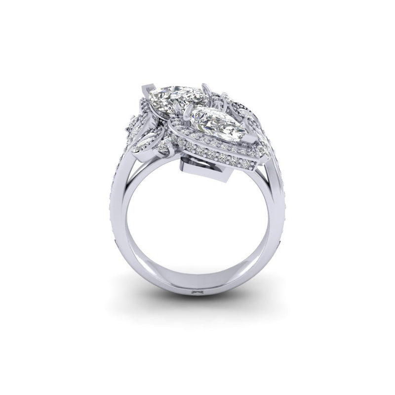 Ladies Platinum Bespoke Design 2.67ct Pear And brilliant Cut Diamond Ring