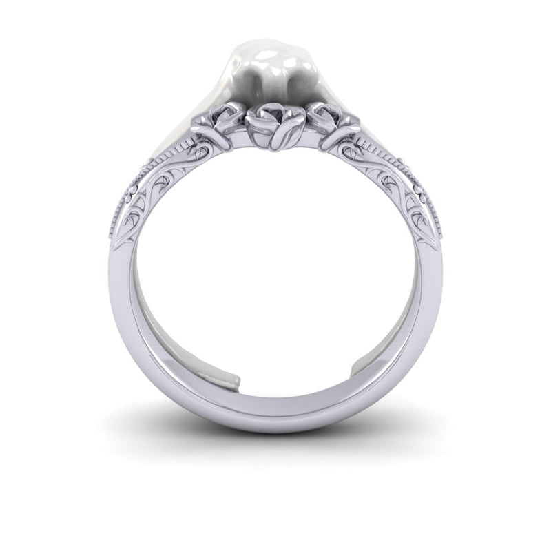 Ladies 9ct White Gold Rose design Bespoke Shaped to Fit Wedding Ring