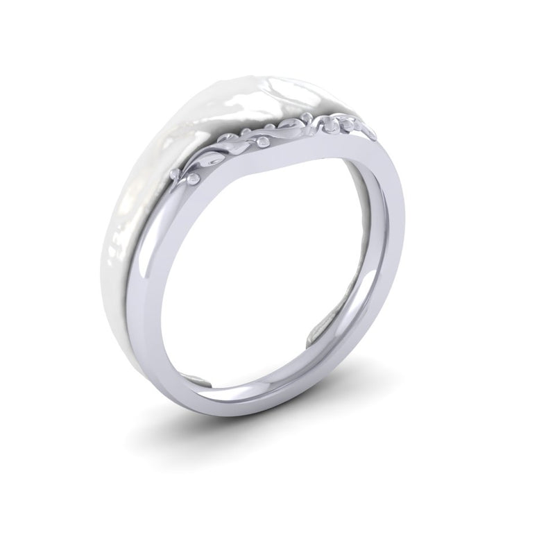 Ladies 18ct White Gold Patterned Shaped to Fit Bespoke Wedding Ring
