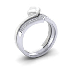 Ladies 9ct White Gold And Diamond Bespoke Shaped To Fit Wedding Ring